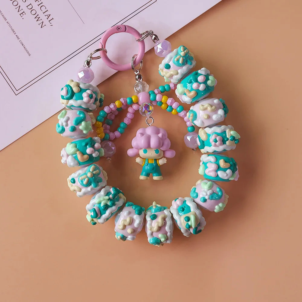 Unique Heavy Oil Hand-painted Bead  Mobile Phone Chain Charm,Keychain ,Bag Accessory Bag Pendant Doll Pendant Girls Gift