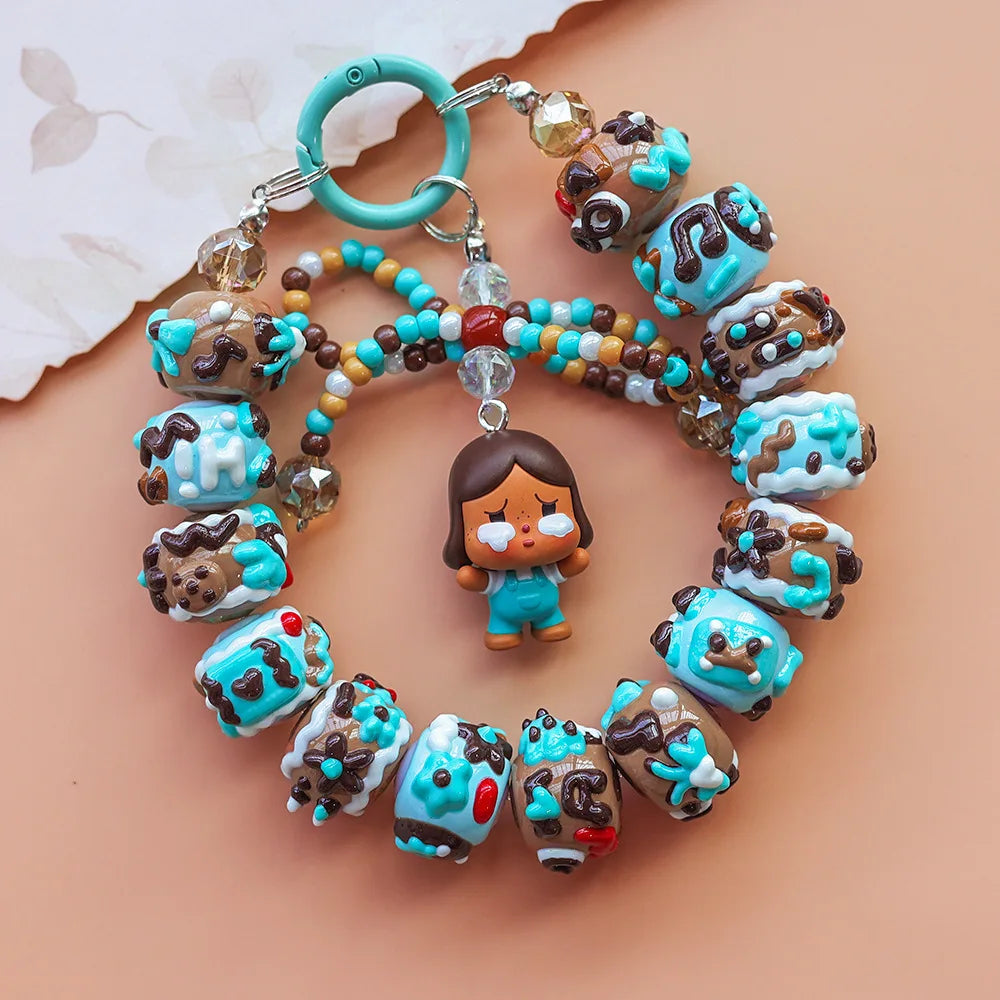 Unique Heavy Oil Hand-painted Bead  Mobile Phone Chain Charm,Keychain ,Bag Accessory Bag Pendant Doll Pendant Girls Gift