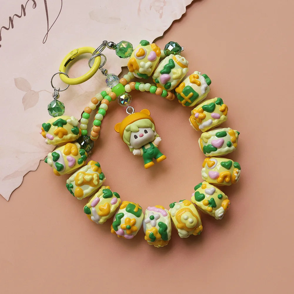 Unique Heavy Oil Hand-painted Bead  Mobile Phone Chain Charm,Keychain ,Bag Accessory Bag Pendant Doll Pendant Girls Gift