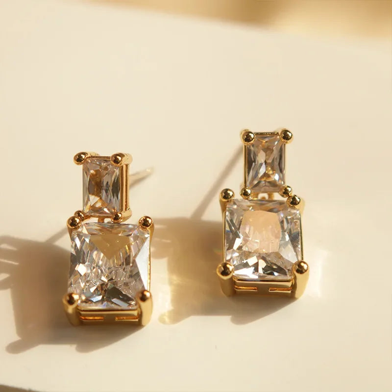 Vintage Earrings, Premium Zircon, New 925 Stud Earrings, Silver Needles.