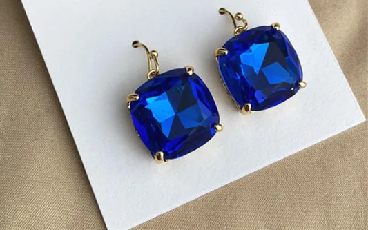 luxurytreasury  crystal navy blue square earrings jewelry ,high quality, woman,accessory,whole sell