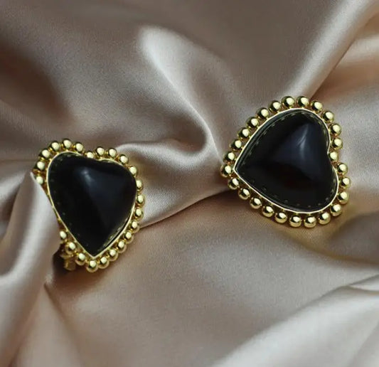 luxurytreasury,heart black earring clips  jewelry ,high quality,fasion woman,accessory,whole sell