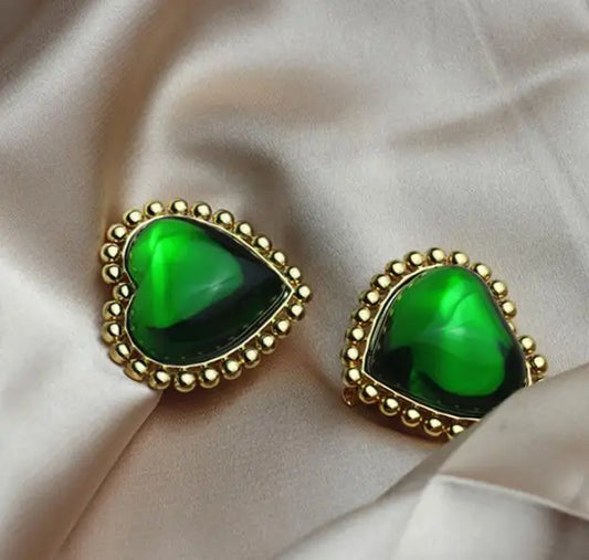 luxurytreasury,heart green earrings jewelry ,high quality,fasion woman,accessory,whole sell